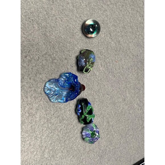 Handmade Lampwork Glass Bead Mix - Floral & Abstract Designs for Jewelry Making - Picture 8 of 8